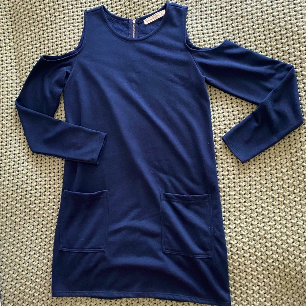 Abercrombie & Fitch Navy Cold-Shoulder Dress Size Medium